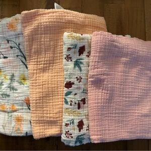 Cloud Island Muslin Swaddle Blankets - Pink, Peach, Floral